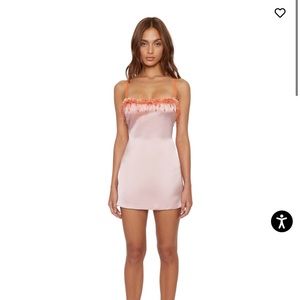 Slightly Damaged Danielle Guzio Satin Beaded Mini Dress size xs